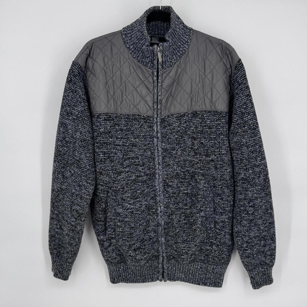 Gioberti Jacket Mens Medium Gray Quilted Knit Full Zip Bomber Fleece Lined Warm